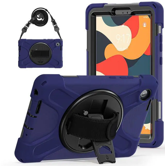 Main image of WERLEO Case for Lenovo Tab One 8.7 inch 2025 / Tab K9 8.7" 2025 TB305XU TB305FU Shockproof Cover with Screen Protector + Rotating Hand Strap & Stand + Shoulder Strap + Universal Stylus Pen Navy Blue
