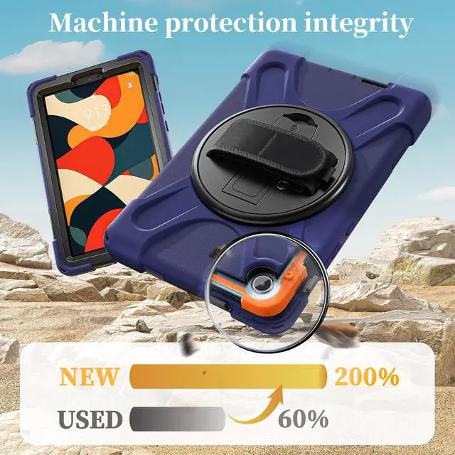 Alt view image 3 of 7 - WERLEO Case for Lenovo Tab One 8.7 inch 2025 / Tab K9 8.7" 2025 TB305XU TB305FU Shockproof Cover with Screen Protector + Rotating Hand Strap & Stand + Shoulder Strap + Universal Stylus Pen Navy Blue