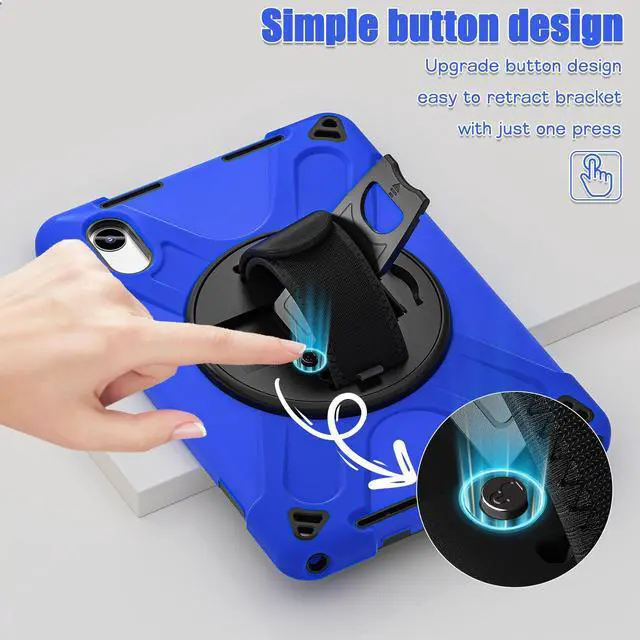 Alt view image 3 of 7 - WERLEO Case for Lenovo Tab M11 / K11 LTE 11 inch 2024 TB330FU TB330XU TB-331FC Shockproof Cover with Screen Protector + Rotating Hand Strap & Stand + Shoulder Strap + Universal Stylus Pen Blue