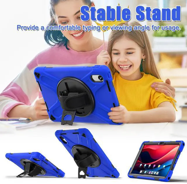 Alt view image 2 of 7 - WERLEO Case for Lenovo Tab M11 / K11 LTE 11 inch 2024 TB330FU TB330XU TB-331FC Shockproof Cover with Screen Protector + Rotating Hand Strap & Stand + Shoulder Strap + Universal Stylus Pen Blue