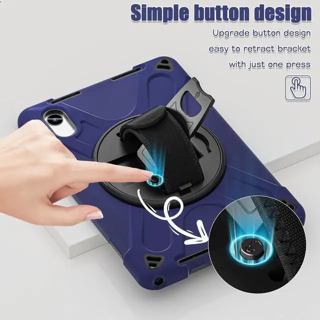 Alt view image 5 of 7 - WERLEO Case for Lenovo Tab M11 / K11 LTE 11 inch 2024 TB330FU TB330XU TB-331FC Shockproof Cover with Screen Protector + Rotating Hand Strap & Stand + Shoulder Strap + Universal Stylus Pen Navy Blue