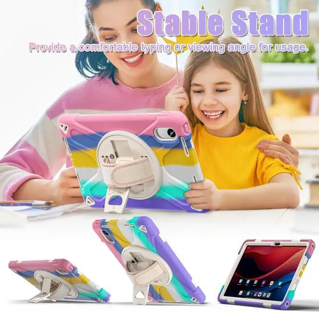 Alt view image 3 of 7 - WERLEO Case for Lenovo Tab M11 / K11 LTE 11 inch 2024 TB330FU TB330XU TB-331FC Shockproof Cover with Screen Protector + Rotating Hand Strap & Stand + Shoulder Strap + Universal Stylus Pen Pink