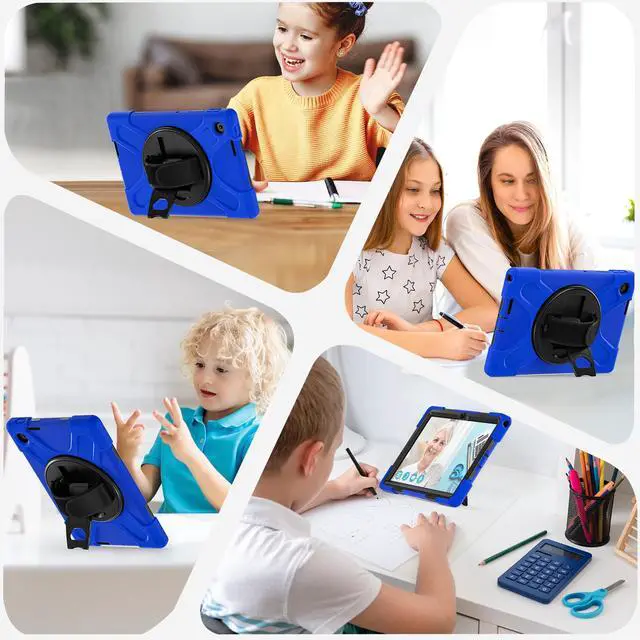 Alt view image 5 of 7 - WERLEO Case for Lenovo Tab 10.1 inch 2025 Model TB311FU TB311XU with Pencil Holder | Shockproof Cover with Kickstand Hand Strap Shoulder Strap Universal Stylus Pen Blue