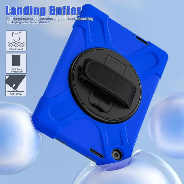 Alt view image 2 of 7 - WERLEO Case for Lenovo Tab 10.1 inch 2025 Model TB311FU TB311XU with Pencil Holder | Shockproof Cover with Kickstand Hand Strap Shoulder Strap Universal Stylus Pen Blue