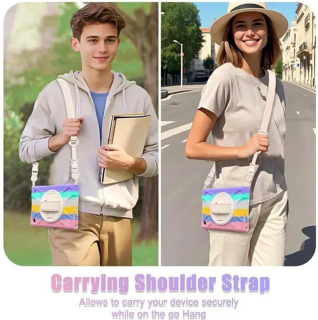 Alt view image 6 of 7 - WERLEO Case for Lenovo Tab 10.1 inch 2025 Model TB311FU TB311XU with Pencil Holder | Shockproof Cover with Kickstand Hand Strap Shoulder Strap Universal Stylus Pen Pink