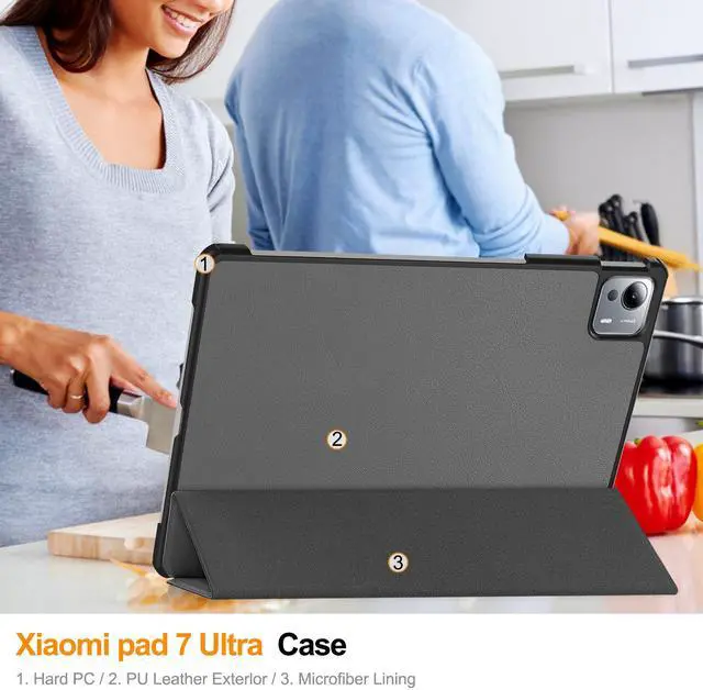 Alt view image 6 of 7 - WERLEO Case for Xiaomi Pad 7 Ultra 14 inch 2025, Slim Smart Cover Lightweight Hard Shell Protective Cover with Multi-Angle Stand, Universal Stylus Pen Grey