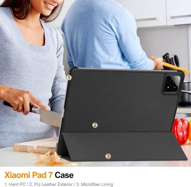 Alt view image 5 of 7 - WERLEO Case for Xiaomi Pad 7 / Xiaomi Pad 7 Pro 11.2 inch 2024, Slim Smart Cover Lightweight Hard Shell Protective Cover with Multi-Angle Stand, Universal Stylus Pen
