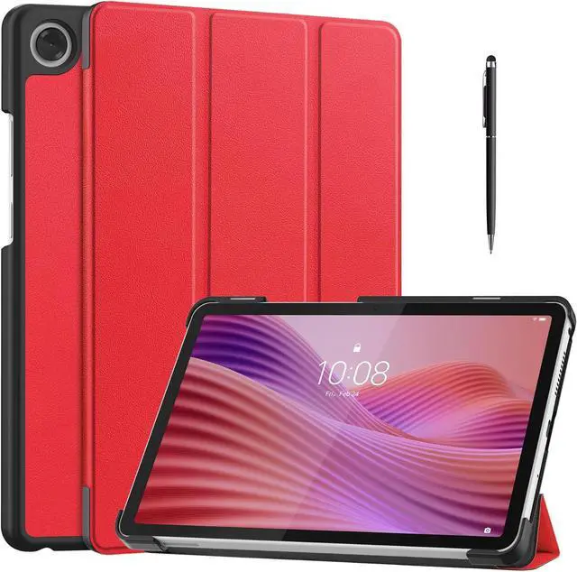 Main image of WERLEO Case for Lenovo Tab One 8.7 inch 2025 / Tab K9 8.7" 2025 TB305XU TB305FU, Slim Smart Cover Lightweight Hard Shell Protective Cover with Multi-Angle Stand, Universal Stylus Pen Red