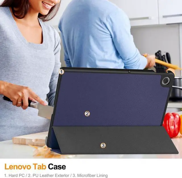 Alt view image 2 of 7 - WERLEO Case for Lenovo Tab 10.1 inch 2025 Model TB311FU TB311XU, Slim Smart Cover Lightweight Hard Shell Protective Cover with Multi-Angle Stand, Universal Stylus Pen Blue