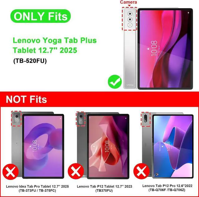 Alt view image 2 of 7 - WERLEO Case for Lenovo Yoga Tab Plus 12.7 inch 2025 TB520FU, Slim Smart Cover Lightweight Hard Shell Protective Cover with Multi-Angle Stand, Universal Stylus Pen