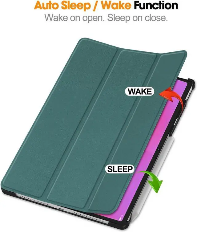 Alt view image 5 of 7 - WERLEO Case for Lenovo Yoga Tab Plus 12.7 inch 2025 TB520FU, Slim Smart Cover Lightweight Hard Shell Protective Cover with Multi-Angle Stand, Universal Stylus Pen Dark Green