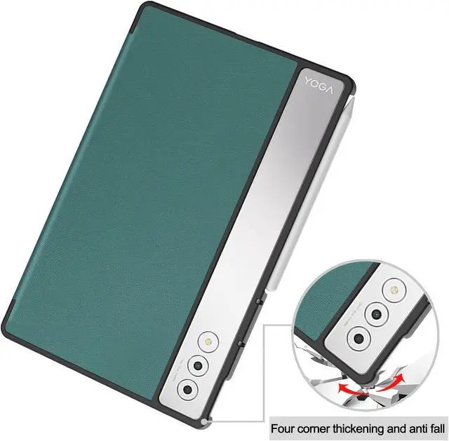 Alt view image 4 of 7 - WERLEO Case for Lenovo Yoga Tab Plus 12.7 inch 2025 TB520FU, Slim Smart Cover Lightweight Hard Shell Protective Cover with Multi-Angle Stand, Universal Stylus Pen Dark Green