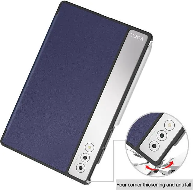 Alt view image 4 of 7 - WERLEO Case for Lenovo Yoga Tab Plus 12.7 inch 2025 TB520FU, Slim Smart Cover Lightweight Hard Shell Protective Cover with Multi-Angle Stand, Universal Stylus Pen Blue