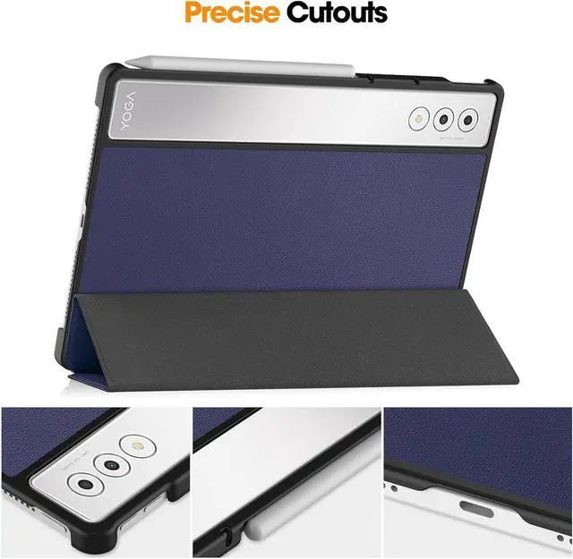 Alt view image 3 of 7 - WERLEO Case for Lenovo Yoga Tab Plus 12.7 inch 2025 TB520FU, Slim Smart Cover Lightweight Hard Shell Protective Cover with Multi-Angle Stand, Universal Stylus Pen Blue