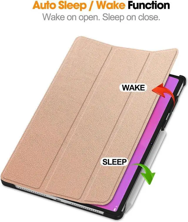 Alt view image 4 of 7 - WERLEO Case for Lenovo Yoga Tab Plus 12.7 inch 2025 TB520FU, Slim Smart Cover Lightweight Hard Shell Protective Cover with Multi-Angle Stand, Universal Stylus Pen Rose Gold