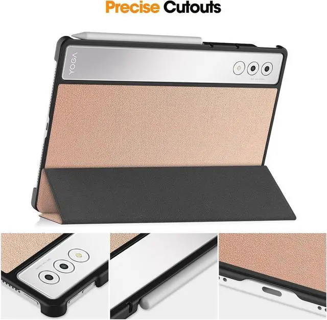Alt view image 5 of 7 - WERLEO Case for Lenovo Yoga Tab Plus 12.7 inch 2025 TB520FU, Slim Smart Cover Lightweight Hard Shell Protective Cover with Multi-Angle Stand, Universal Stylus Pen Rose Gold