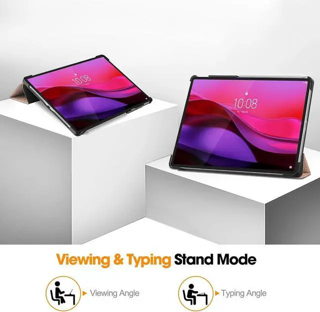 Alt view image 6 of 7 - WERLEO Case for Lenovo Yoga Tab Plus 12.7 inch 2025 TB520FU, Slim Smart Cover Lightweight Hard Shell Protective Cover with Multi-Angle Stand, Universal Stylus Pen Rose Gold
