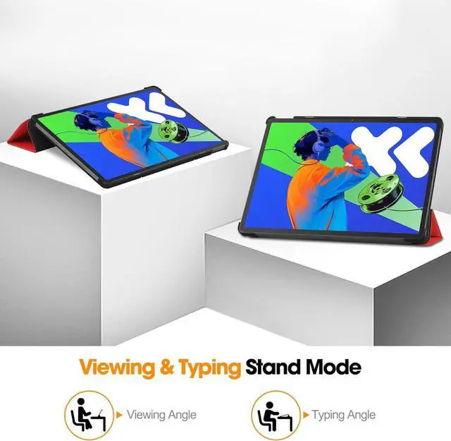 Alt view image 3 of 7 - WERLEO Case for Lenovo Idea Tab Pro 12.7 inch 2025 TB-373FU TB-375FC, Slim Smart Cover Lightweight Hard Shell Protective Cover with Multi-Angle Stand, Universal Stylus Pen Red