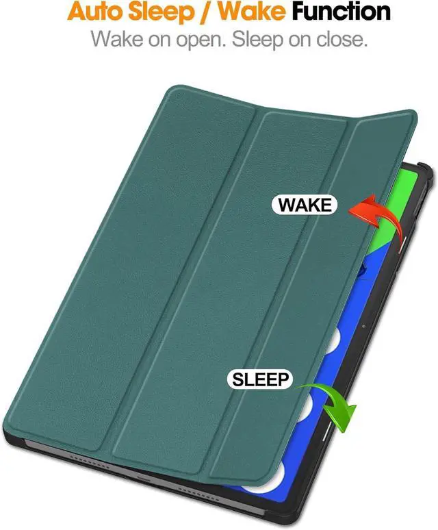 Alt view image 3 of 7 - WERLEO Case for Lenovo Idea Tab Pro 12.7 inch 2025 TB-373FU TB-375FC, Slim Smart Cover Lightweight Hard Shell Protective Cover with Multi-Angle Stand, Universal Stylus Pen Dark Green