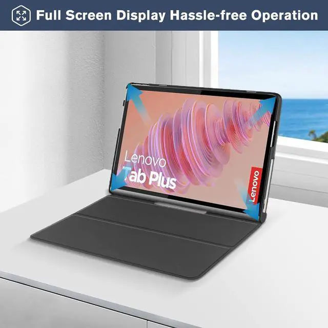 Alt view image 7 of 7 - WERLEO Case for Lenovo Tab Plus 11.5 inch 2024 TB351FU, Slim Smart Cover Lightweight Hard Shell Protective Cover with Multi-Angle Stand, Universal Stylus Pen Blue