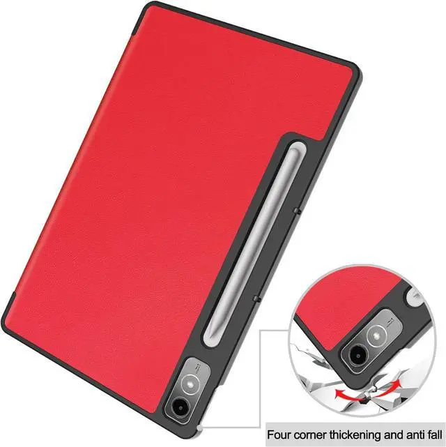 Alt view image 4 of 7 - WERLEO Case for Lenovo Tab P12 12.7 inch 2024 2023 TB370FU TB371FC, Slim Smart Cover Lightweight Hard Shell Protective Cover with Multi-Angle Stand, Universal Stylus Pen Red