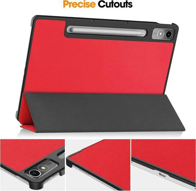 Alt view image 3 of 7 - WERLEO Case for Lenovo Tab P12 12.7 inch 2024 2023 TB370FU TB371FC, Slim Smart Cover Lightweight Hard Shell Protective Cover with Multi-Angle Stand, Universal Stylus Pen Red