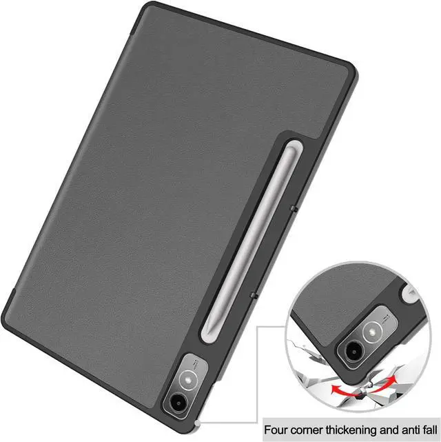 Alt view image 5 of 7 - WERLEO Case for Lenovo Tab P12 12.7 inch 2024 2023 TB370FU TB371FC, Slim Smart Cover Lightweight Hard Shell Protective Cover with Multi-Angle Stand, Universal Stylus Pen Grey