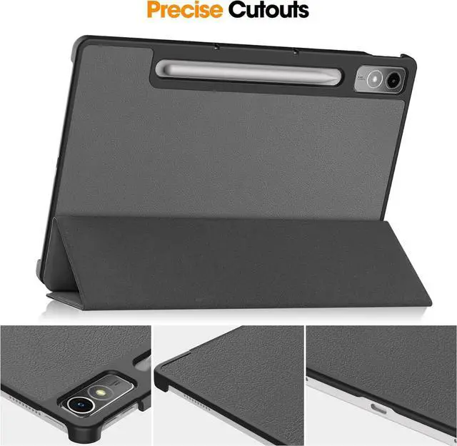 Alt view image 3 of 7 - WERLEO Case for Lenovo Tab P12 12.7 inch 2024 2023 TB370FU TB371FC, Slim Smart Cover Lightweight Hard Shell Protective Cover with Multi-Angle Stand, Universal Stylus Pen Grey