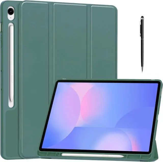 Main image of WERLEO Case for Samsung Galaxy Tab S10 FE Plus / S10 FE+ 13.1 inch SM-X620/X626B/X628U, Slim Smart Cover Lightweight Hard Shell Protective Cover with Multi-Angle Stand, Universal Stylus Pen Dark Green