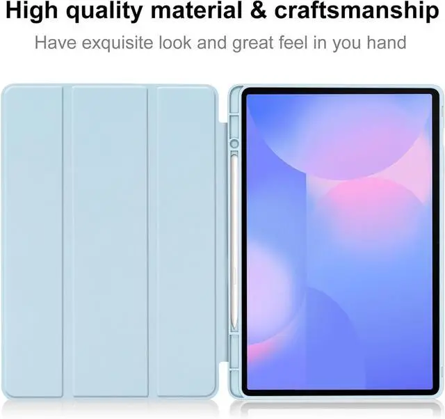 Alt view image 7 of 7 - WERLEO Case for Samsung Galaxy Tab S10 FE Plus / S10 FE+ 13.1 inch SM-X620/X626B/X628U, Slim Smart Cover Lightweight Hard Shell Protective Cover with Multi-Angle Stand, Universal Stylus Pen Light Blue