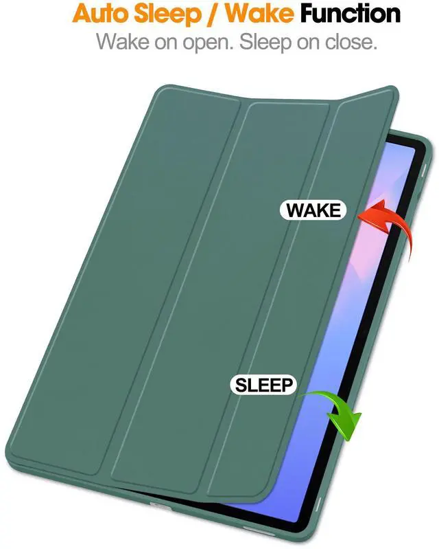 Alt view image 3 of 7 - WERLEO Case for Samsung Galaxy Tab S10 FE Plus / S10 FE+ 13.1 inch SM-X620/X626B/X628U, Slim Smart Cover Lightweight Hard Shell Protective Cover with Multi-Angle Stand, Universal Stylus Pen Dark Green