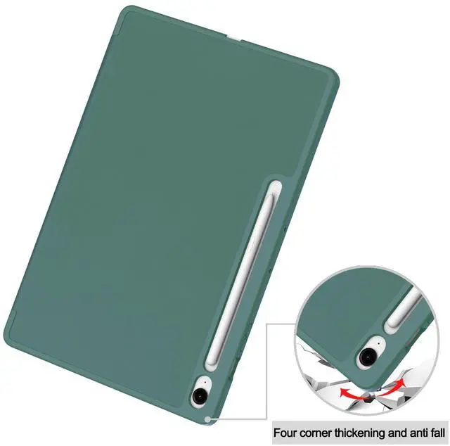 Alt view image 4 of 7 - WERLEO Case for Samsung Galaxy Tab S10 FE Plus / S10 FE+ 13.1 inch SM-X620/X626B/X628U, Slim Smart Cover Lightweight Hard Shell Protective Cover with Multi-Angle Stand, Universal Stylus Pen Dark Green