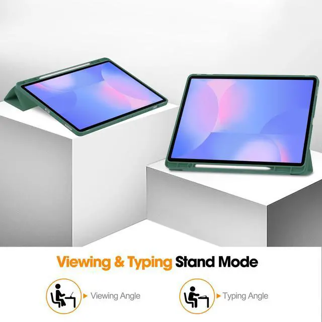 Alt view image 5 of 7 - WERLEO Case for Samsung Galaxy Tab S10 FE Plus / S10 FE+ 13.1 inch SM-X620/X626B/X628U, Slim Smart Cover Lightweight Hard Shell Protective Cover with Multi-Angle Stand, Universal Stylus Pen Dark Green