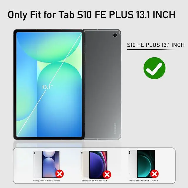 Alt view image 2 of 7 - WERLEO Case for Samsung Galaxy Tab S10 FE Plus / S10 FE+ 13.1 inch SM-X620/X626B/X628U, Slim Smart Cover Lightweight Hard Shell Protective Cover with Multi-Angle Stand, Universal Stylus Pen Dark Green