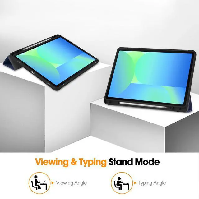 Alt view image 3 of 7 - WERLEO Case for Samsung Galaxy Tab S10 Lite / S10 FE / S9 FE 10.9 Inch, Slim Smart Cover Lightweight Hard Shell Protective Cover with Multi-Angle Stand, Universal Stylus Pen Blue