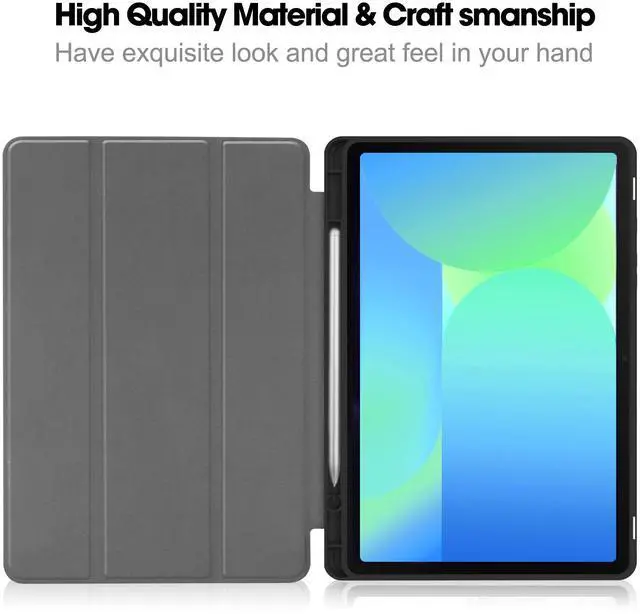 Alt view image 6 of 7 - WERLEO Case for Samsung Galaxy Tab S10 FE / S9 FE 10.9 Inch, Slim Smart Cover Lightweight Hard Shell Protective Cover with Multi-Angle Stand, Universal Stylus Pen Red