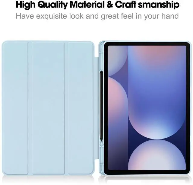 Alt view image 5 of 7 - WERLEO Case for Samsung Galaxy Tab S10 Plus 2024 / S9 Plus / S9 FE Plus 12.4 inch 2023, Slim Smart Stand Cover Protective Cover with Pencil Holder, Stand, Universal Stylus Pen Blue