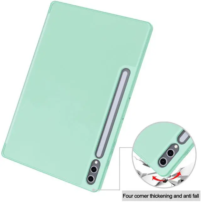 Alt view image 6 of 7 - WERLEO Case for Samsung Galaxy Tab S10 Plus 2024 / S9 Plus / S9 FE Plus 12.4 inch 2023, Slim Smart Stand Cover Protective Cover with Pencil Holder, Stand, Universal Stylus Pen Mint Green