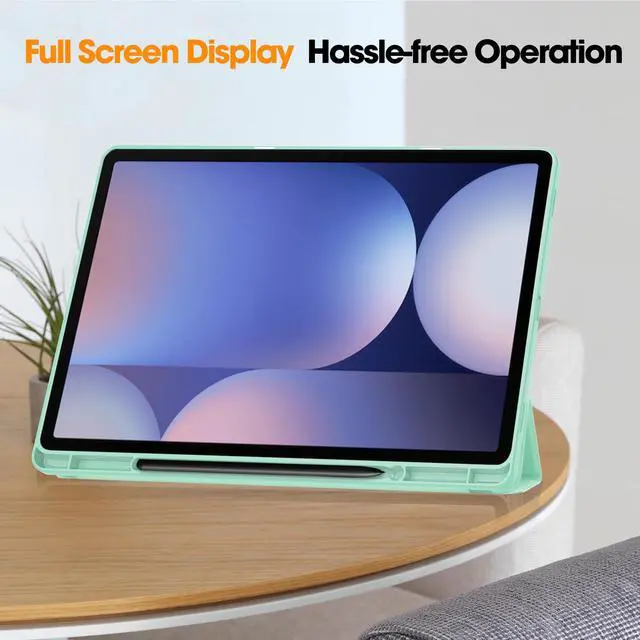 Alt view image 4 of 7 - WERLEO Case for Samsung Galaxy Tab S10 Plus 2024 / S9 Plus / S9 FE Plus 12.4 inch 2023, Slim Smart Stand Cover Protective Cover with Pencil Holder, Stand, Universal Stylus Pen Mint Green