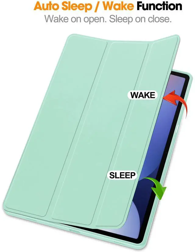 Alt view image 2 of 7 - WERLEO Case for Samsung Galaxy Tab S10 Plus 2024 / S9 Plus / S9 FE Plus 12.4 inch 2023, Slim Smart Stand Cover Protective Cover with Pencil Holder, Stand, Universal Stylus Pen Mint Green