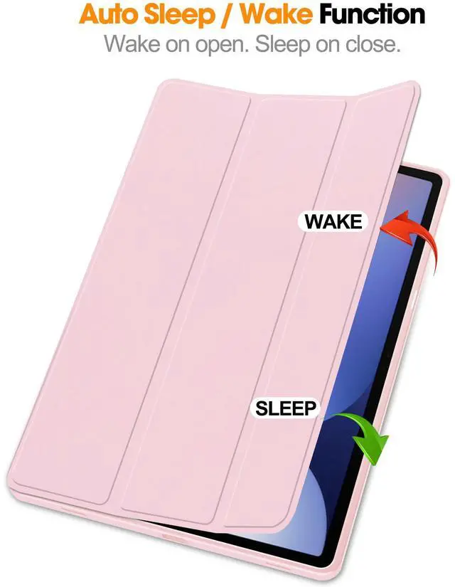 Alt view image 2 of 7 - WERLEO Case for Samsung Galaxy Tab S10 Plus 2024 / S9 Plus / S9 FE Plus 12.4 inch 2023, Slim Smart Stand Cover Protective Cover with Pencil Holder, Stand, Universal Stylus Pen Pink