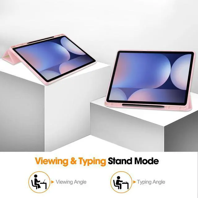 Alt view image 3 of 7 - WERLEO Case for Samsung Galaxy Tab S10 Plus 2024 / S9 Plus / S9 FE Plus 12.4 inch 2023, Slim Smart Stand Cover Protective Cover with Pencil Holder, Stand, Universal Stylus Pen Pink