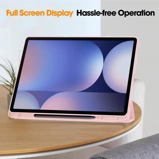 Alt view image 4 of 7 - WERLEO Case for Samsung Galaxy Tab S10 Plus 2024 / S9 Plus / S9 FE Plus 12.4 inch 2023, Slim Smart Stand Cover Protective Cover with Pencil Holder, Stand, Universal Stylus Pen Pink
