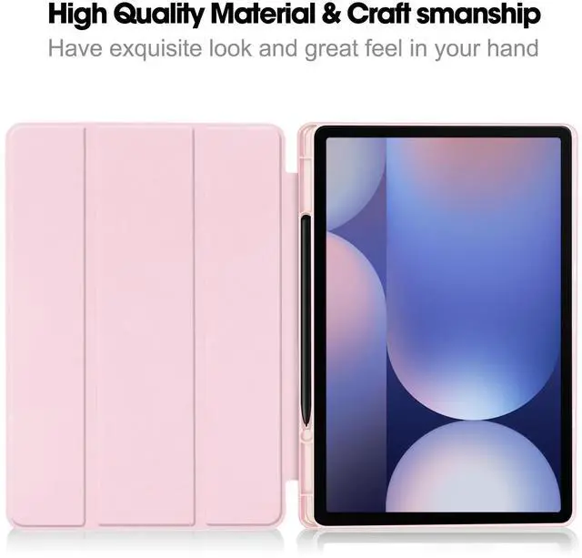 Alt view image 5 of 7 - WERLEO Case for Samsung Galaxy Tab S10 Plus 2024 / S9 Plus / S9 FE Plus 12.4 inch 2023, Slim Smart Stand Cover Protective Cover with Pencil Holder, Stand, Universal Stylus Pen Pink
