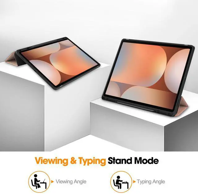 Alt view image 3 of 7 - WERLEO Case for Samsung Galaxy Tab S10 Ultra 2024/ S9 Ultra 2023/ S8 Ultra 2022 14.6 Inch, Slim Smart Stand Cover Protective Cover with Pencil Holder, Stand, Universal Stylus Pen Rose Gold