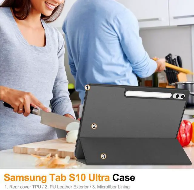 Alt view image 5 of 7 - WERLEO Case for Samsung Galaxy Tab S10 Ultra 2024/ S9 Ultra 2023/ S8 Ultra 2022 14.6 Inch, Slim Smart Stand Cover Protective Cover with Pencil Holder, Stand, Universal Stylus Pen Grey