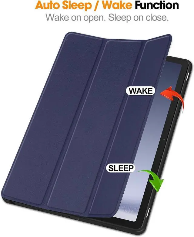 Alt view image 3 of 7 - WERLEO Case for Samsung Galaxy Tab A9 Plus 11 Inch 2023 SM-X210/X215/X216/X218, Slim Smart Stand Cover Protective Cover with Pencil Holder, Stand, Universal Stylus Pen Blue