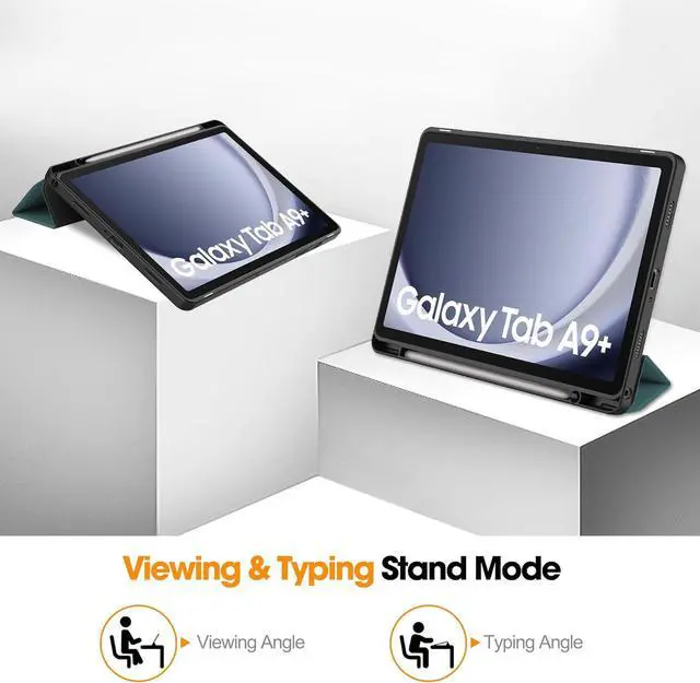 Alt view image 7 of 7 - WERLEO Case for Samsung Galaxy Tab A9 Plus 11 Inch 2023 SM-X210/X215/X216/X218, Slim Smart Stand Cover Protective Cover with Pencil Holder, Stand, Universal Stylus Pen Dark Green