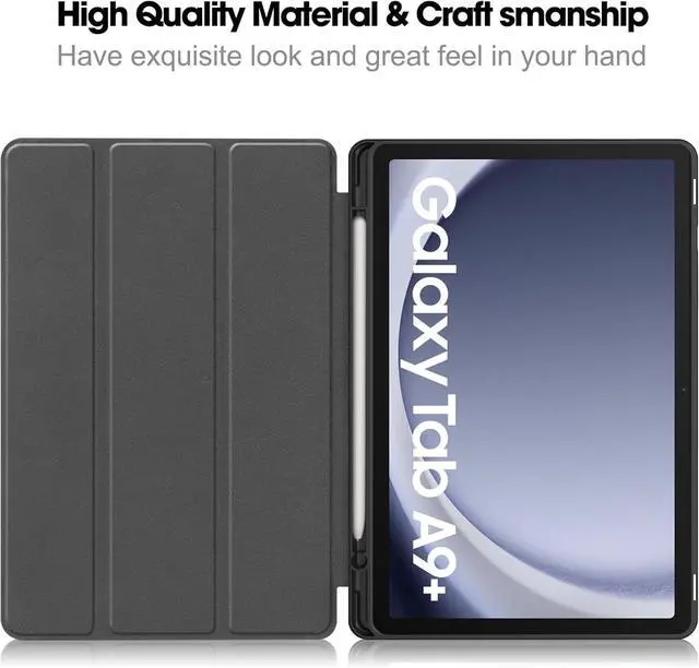 Alt view image 4 of 7 - WERLEO Case for Samsung Galaxy Tab A9 Plus 11 Inch 2023 SM-X210/X215/X216/X218, Slim Smart Stand Cover Protective Cover with Pencil Holder, Stand, Universal Stylus Pen Rose Gold