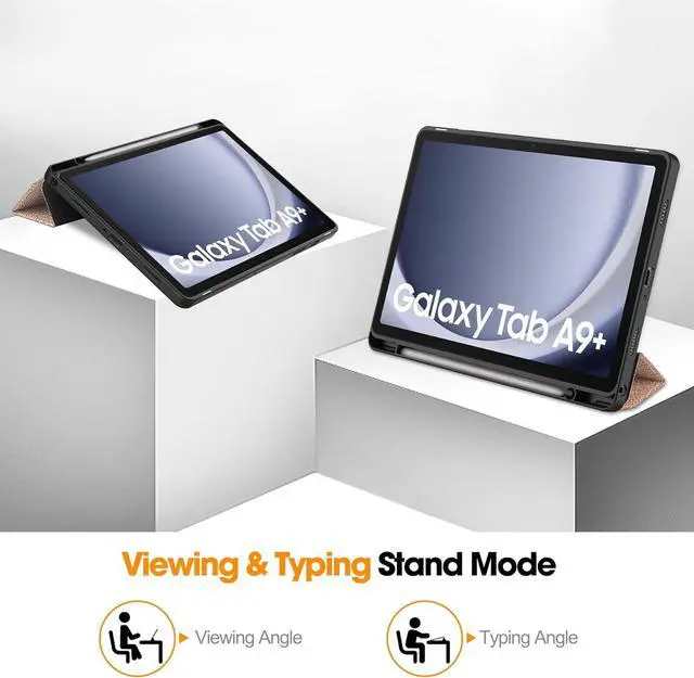 Alt view image 6 of 7 - WERLEO Case for Samsung Galaxy Tab A9 Plus 11 Inch 2023 SM-X210/X215/X216/X218, Slim Smart Stand Cover Protective Cover with Pencil Holder, Stand, Universal Stylus Pen Rose Gold